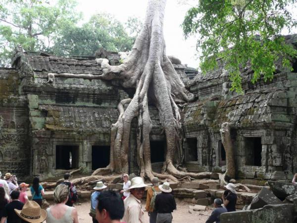 Besuch der Tempelanlage Siem Reap in Angkor Wat im Vietnam waehrend Radreise