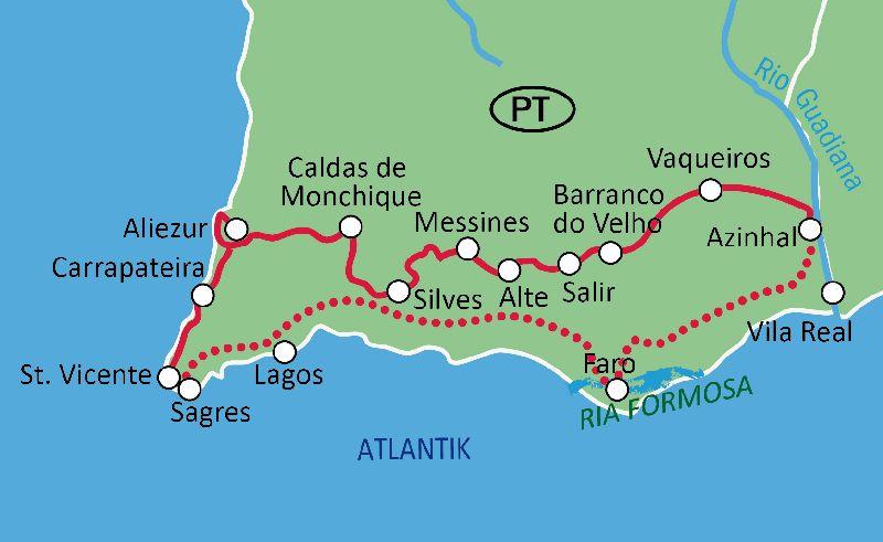 Karte Trans Algarve - Das Hinterland erkunden