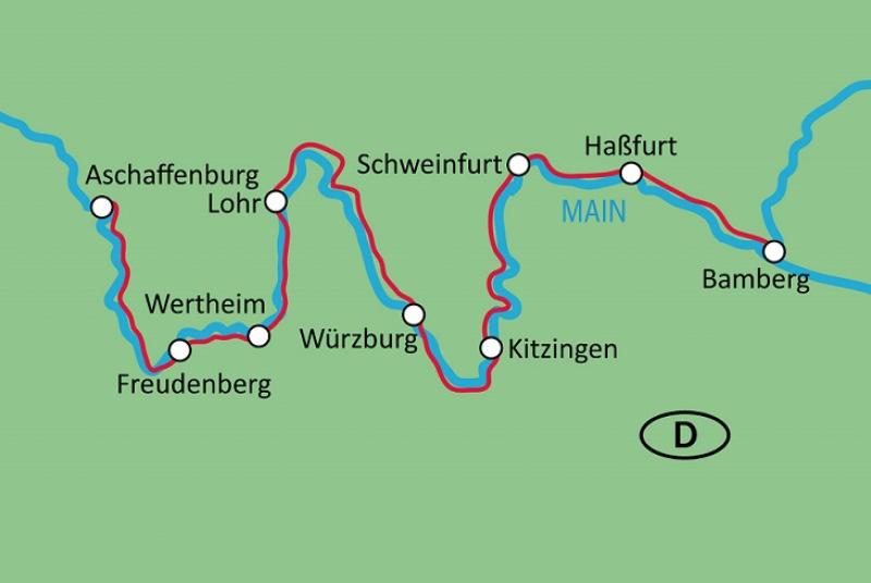 Karte Aschaffenburg - Bamberg