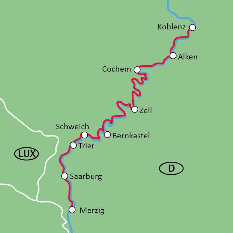 Karte Koblenz - Merzig