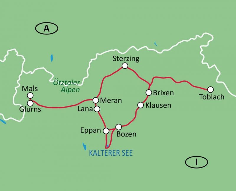 Karte Sdtirol Rundfahrt