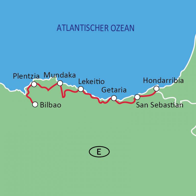 Map Basque Coast tour