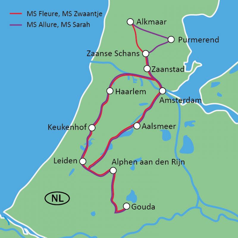 Karte Tulpen Hollands mit Rad und Schiff