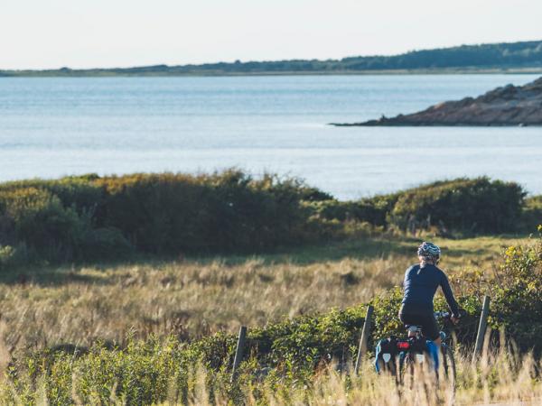 Radlerin zwischen Halmstad und Falkenberg