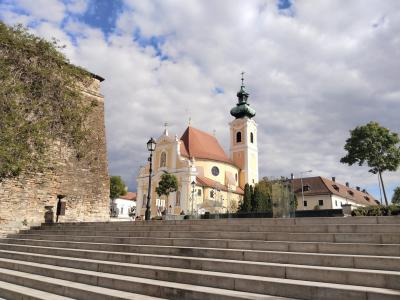 Blick auf die Altstadt von Győr mit klassischen Gebuden und Straen.