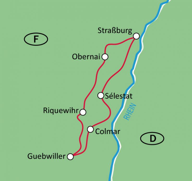 Karte - Elsass - Weinberge & Doerfer