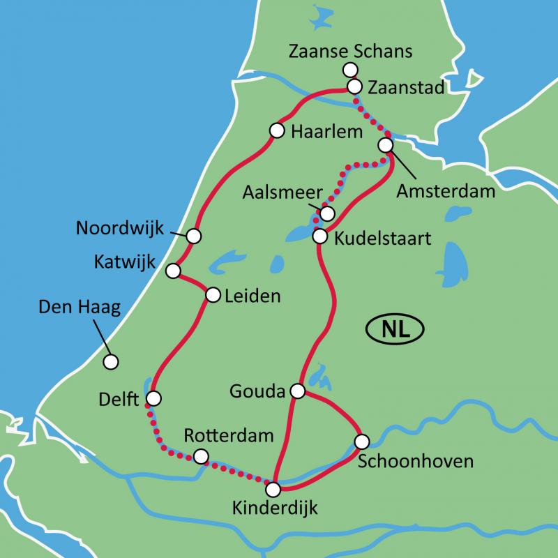 Karte Das Grne Herz von Holland mit Rad + Schiff