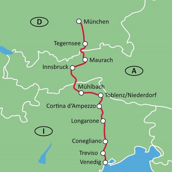 bus und fahrrad vo venedig nach brenner