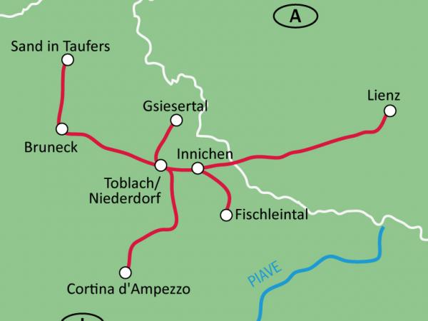 Tourkarte Dolomiten Sternfahrt