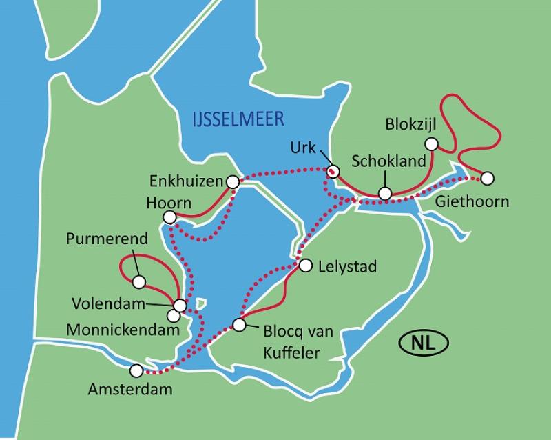 Karte Rad+Segeln am IJsselmeer