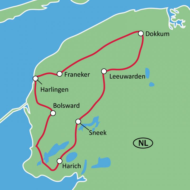 Karte Friesland 11-Stdte-Tour