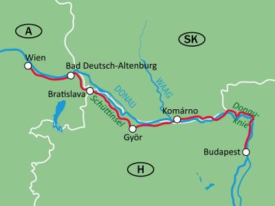 Karte Donauradweg 3-Länder