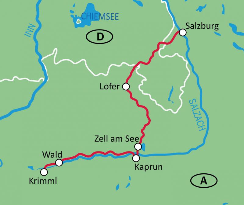 Krimml-Salzburg Tourverlauf