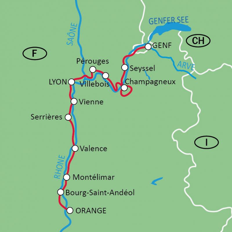 Rhoneradweg Karte