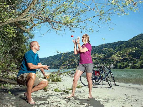 Radfahrer an der Donau