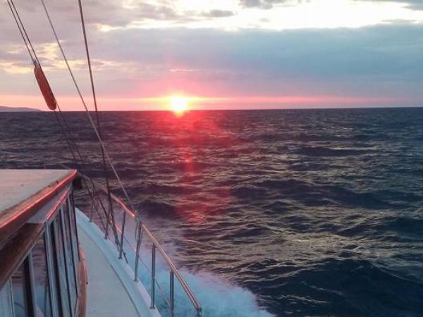 Sonnenuntergang an Bord der MS Odisej