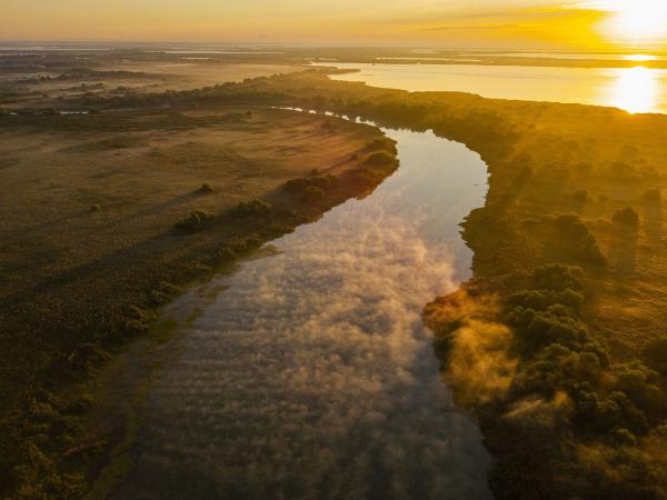 Sonnenuntergang ber dem Donaudelta