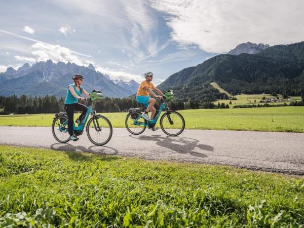 Radfahrer im Bergpanorama