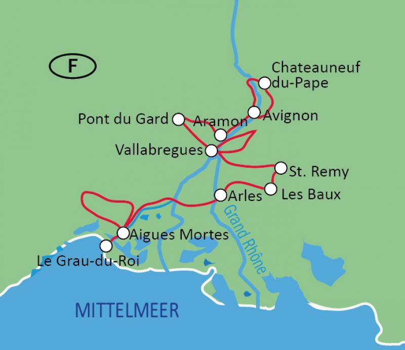 Karte Provence - Camargue Rad + Schiff