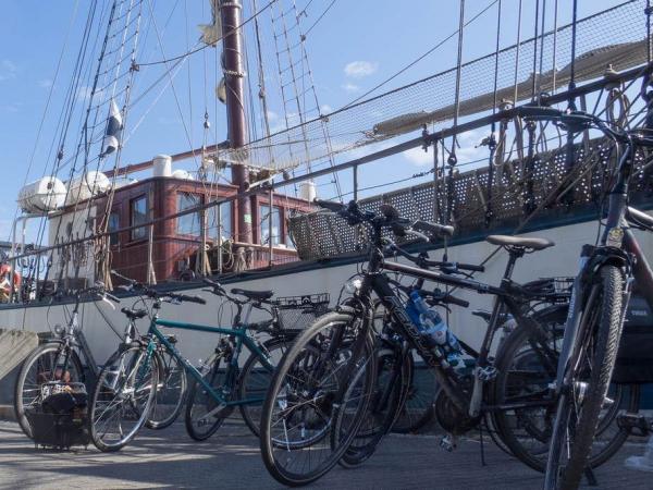 Bikes in front of the ship