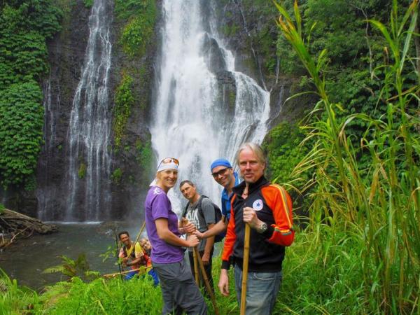 Hiking to a waterfall