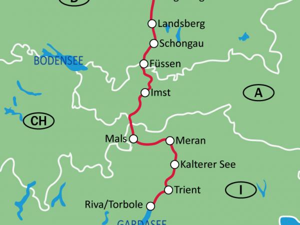 Tourkarte Augsburg - Gardasee