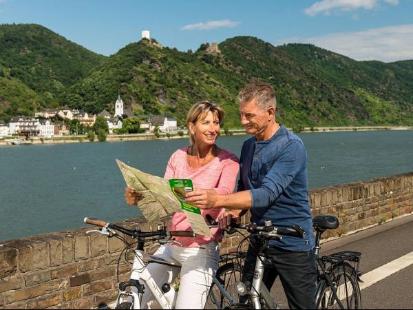 Cyclists looking at a map