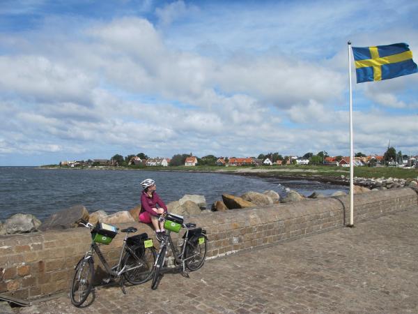Radfahrerin bei Helsingborg