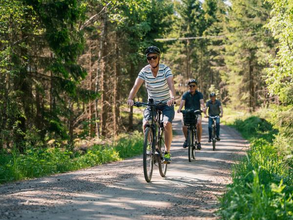 Radfahrer am Weg durch Smalands W�lder