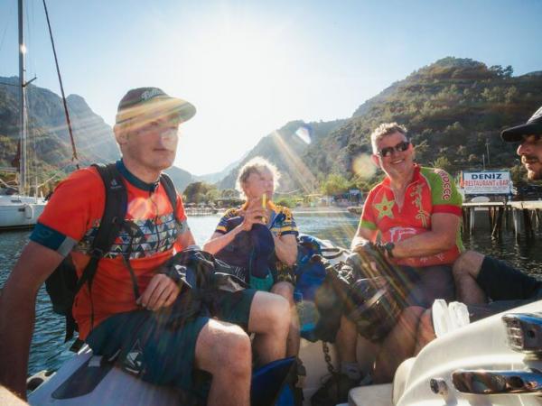 Cyclists at a boat ride