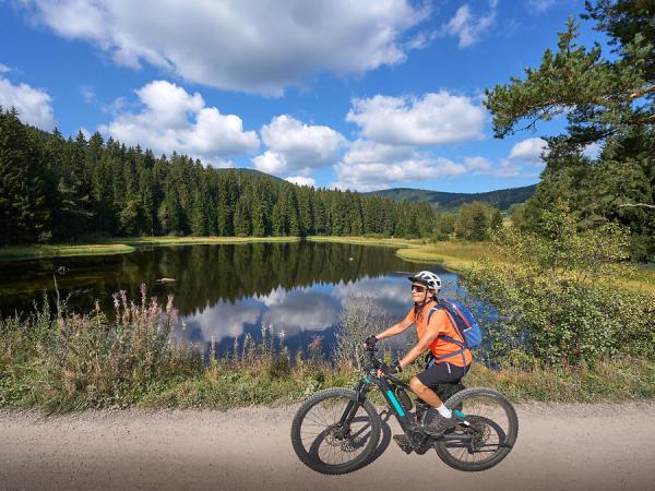 Radfahrerin am Schluchsee