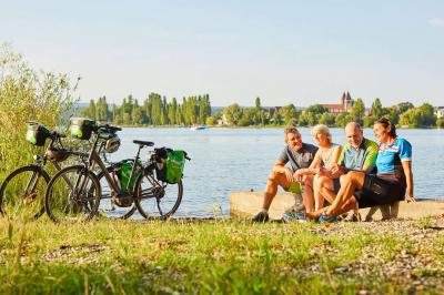 Radfahrer in Reichenau - Bodensee