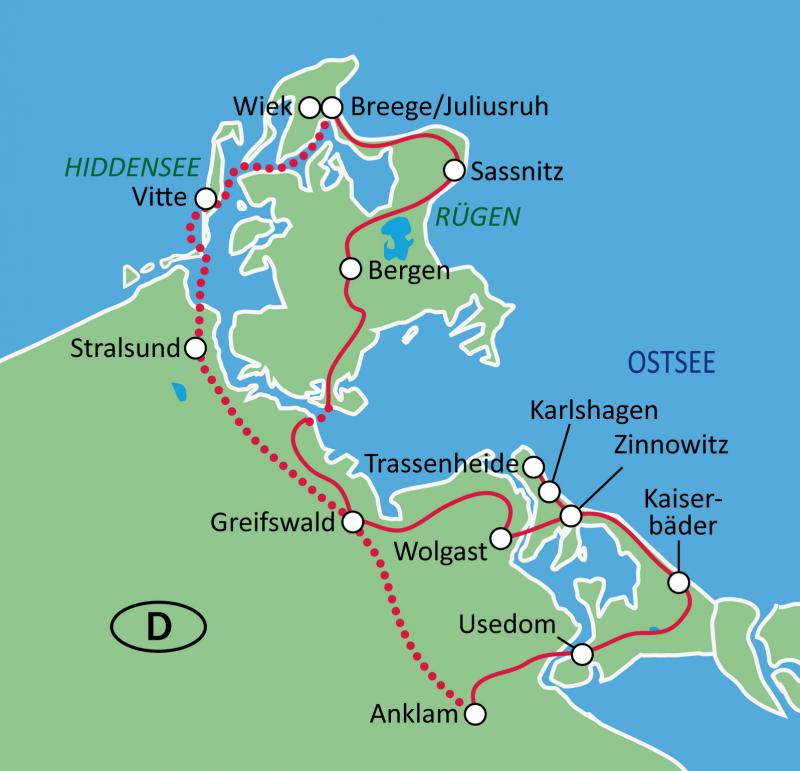 Ostseeinseln Tourenverlauf