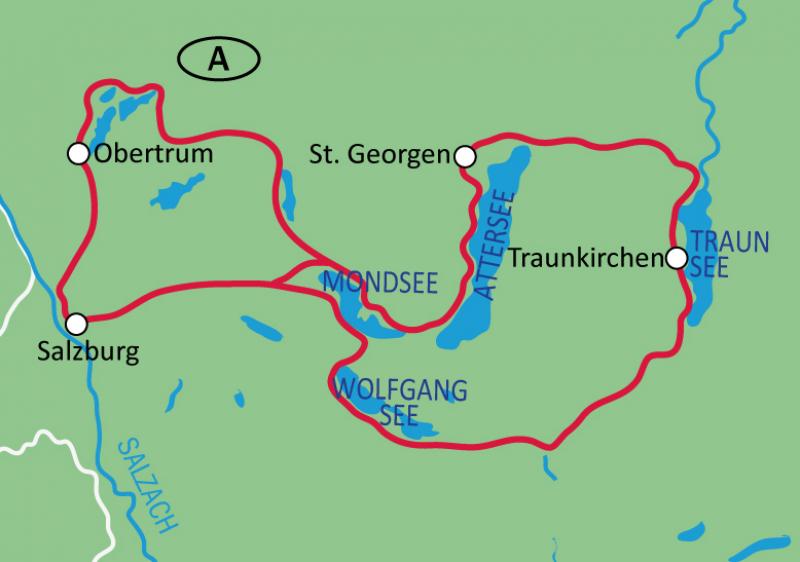 Karte Salzkammergut 7-Seen-Rundfahrt