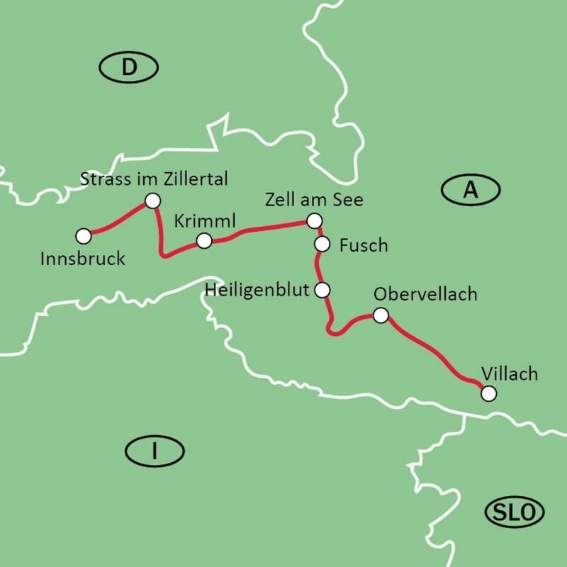 Map Innsbruck - Villach