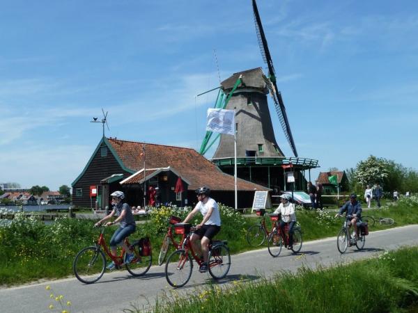 Radfahrer vor Windmhle