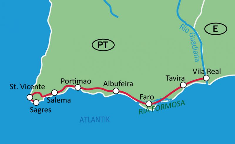 Karte Algarve