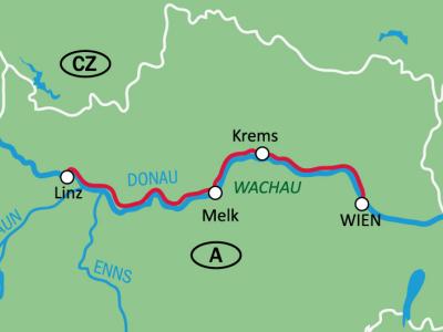 Karte Donauradweg Linz - Wien 
