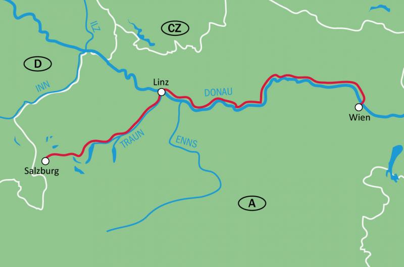 map Salzburg - Vienna